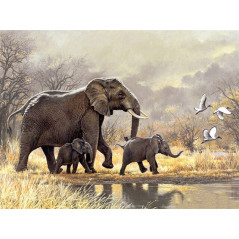 Diamond Painting - Broderie Diamant - famille elephants