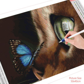 Broderie Diamant - oeil de chat sur papillon
