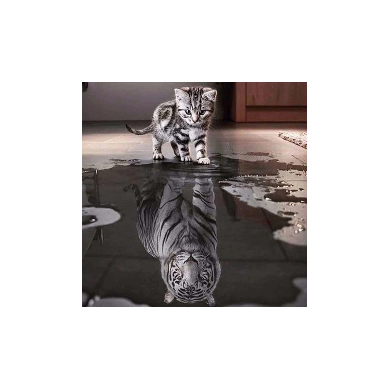 Broderie Diamant Chat reflet tigre