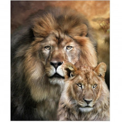 Diamond Painting - Broderie Diamant - 2 lions dans la savane