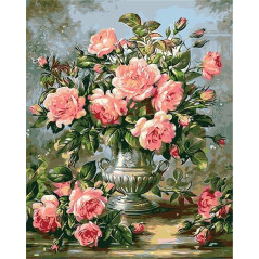 Broderie Diamant - Bouquet de fleurs rosalino