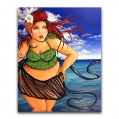 Broderie Diamant - Femme au cheveux rouge a la plage