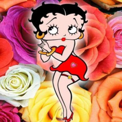 Broderie Diamant - Betty boop avec des roses