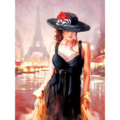 Broderie Diamant - Femme au chapeau paris