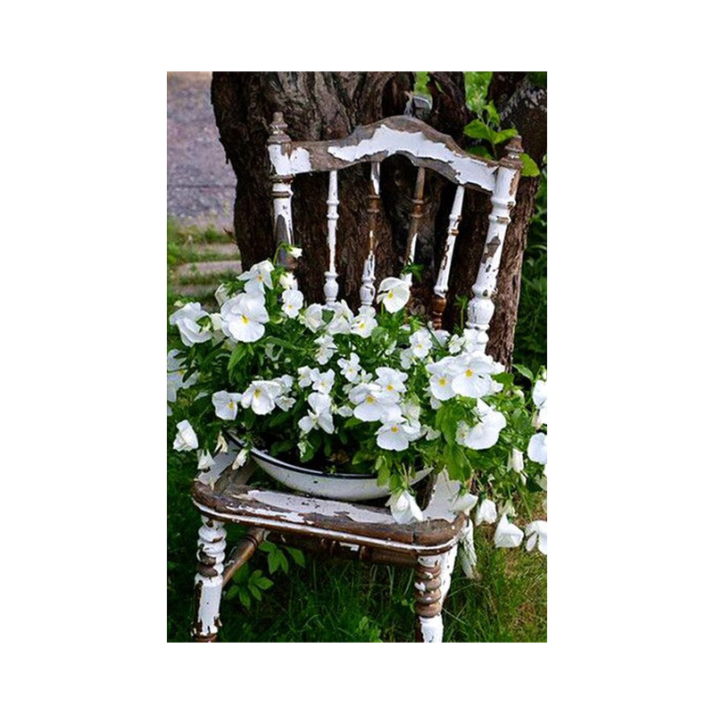 Fleurs Milena sur une chaise