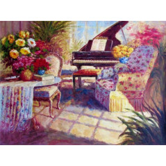 Broderie Diamant - Piano fleurie