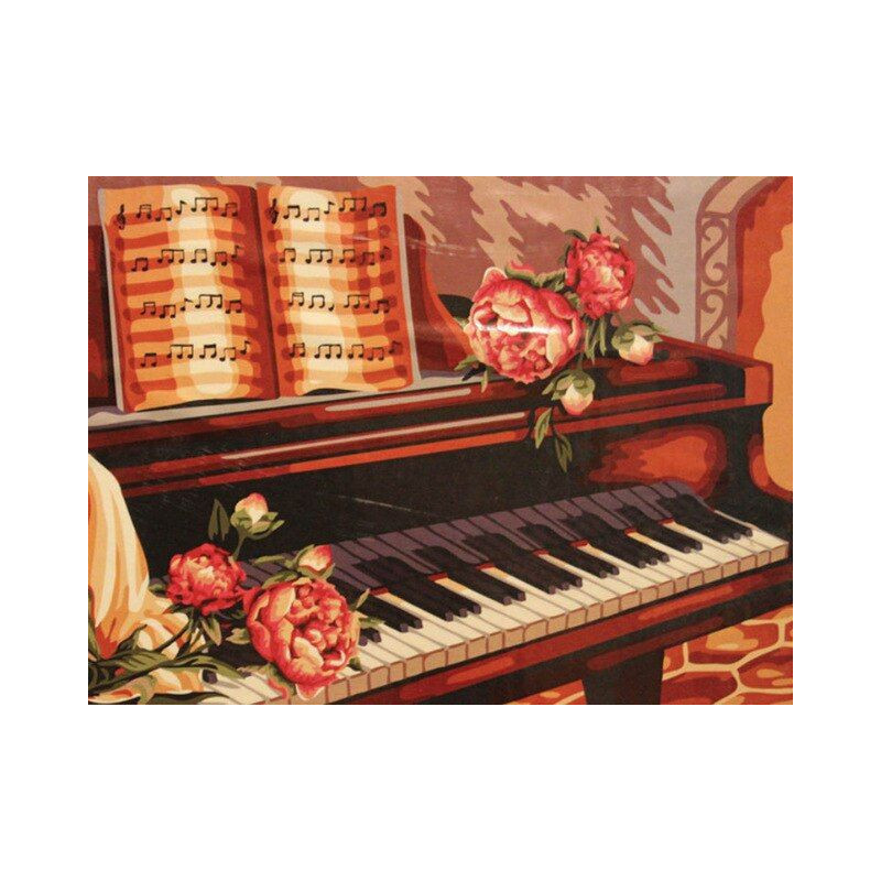Piano Avec Fleurs Pomponette