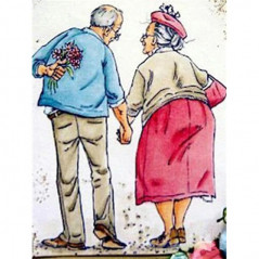 Broderie Diamant - Couple âgé Dessiné main dans la main