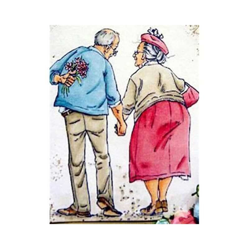 Couple âgé Dessiné main dans la main