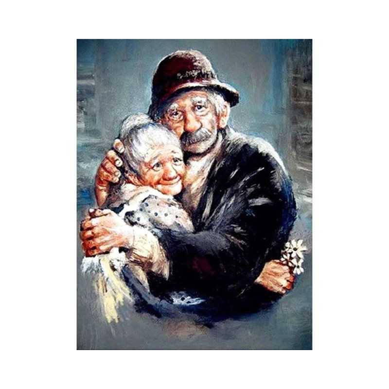 Diamond Painting -Couple âgé Amoureux Dans les bras