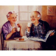 Couple âgé Prend le café