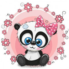 Broderie Diamant - Bébé Panda Fleurs Rose