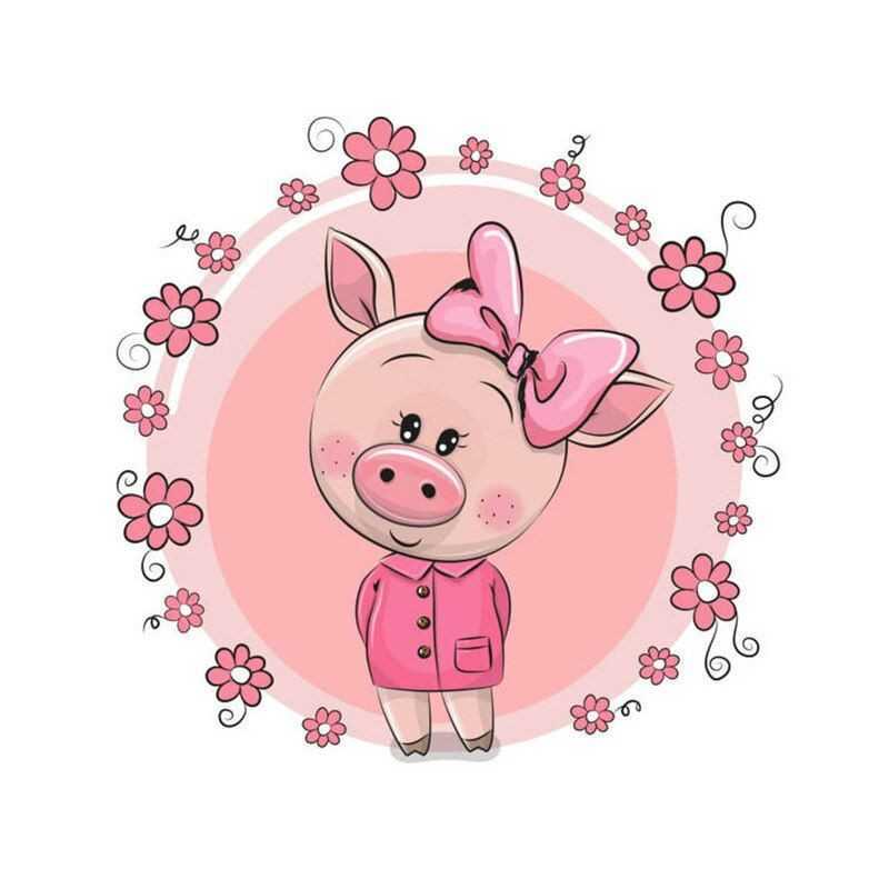 Bébé Cochon Fleurs Rose