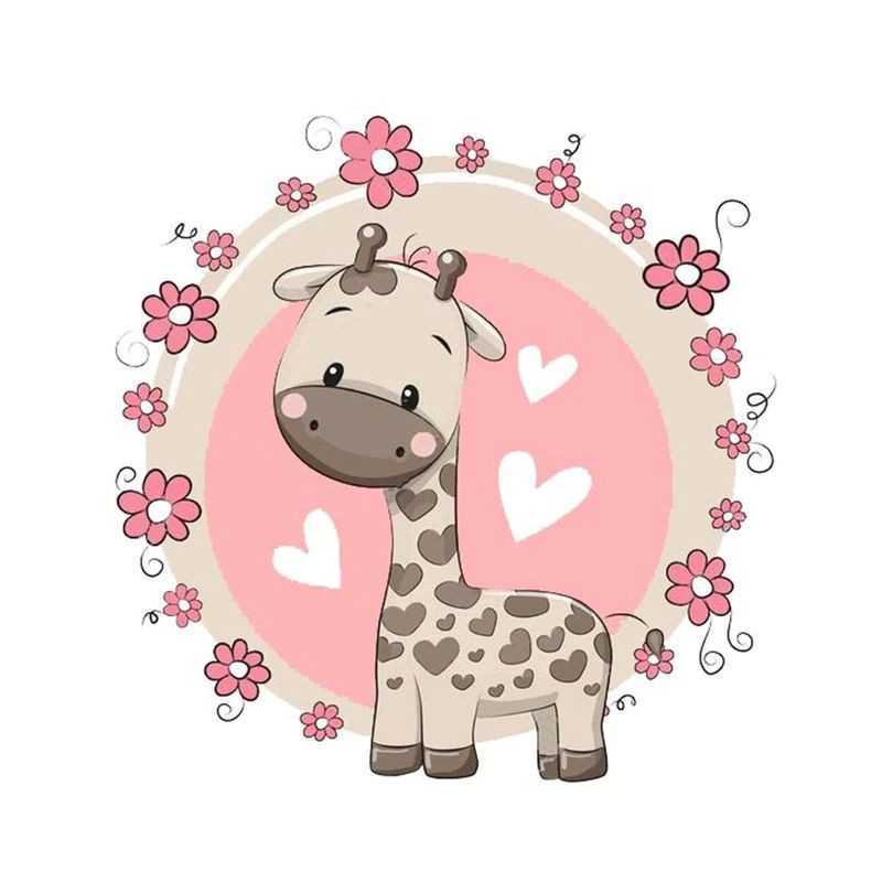 Bébé Girafe Fleurs Rose