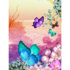 Broderie Diamant - Fleurs Et Papillon couleur 3D M