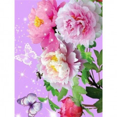 Broderie Diamant - Fleurs Et Papillon couleur 3D T