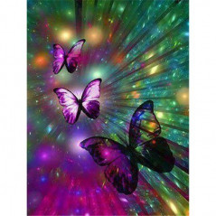 Broderie Diamant - Fleurs Et Papillon couleur 3D V