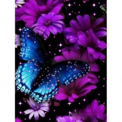 Broderie Diamant - Fleurs Et Papillon couleur 3D W