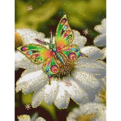 Diamond Painting - Broderie Diamant - Fleurs Et Papillon couleur 3D X