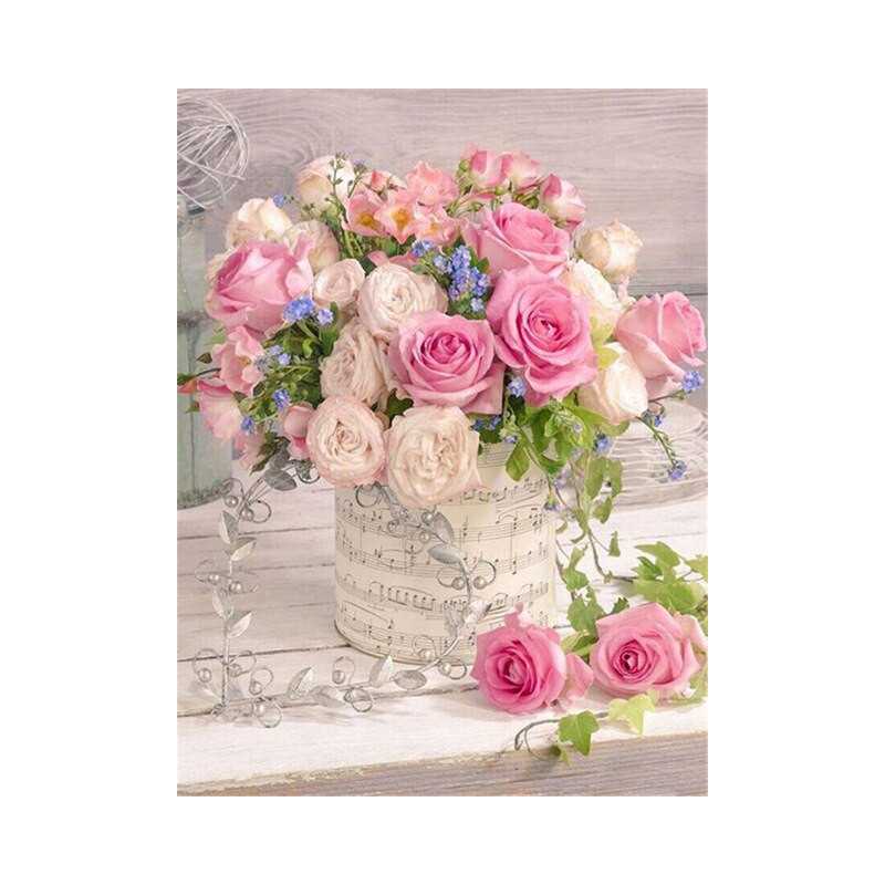 Broderie Diamant - Bouquet rose lumpa