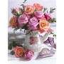 Broderie Diamant - Bouquet rose lavatza