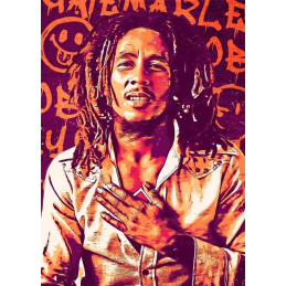 Diamond Painting - Broderie Diamant - Bob Marley Main Sur Le Coeur